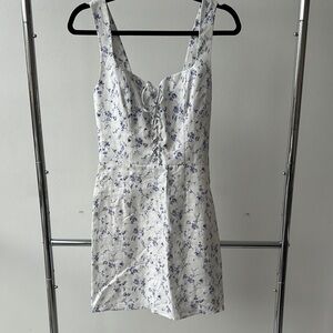 Reformation White and Blue Floral Mini Dress